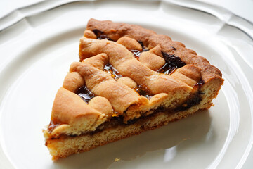 Piece of Crostata, Italian jam tart	
