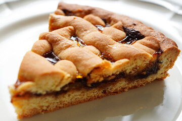 Piece of Crostata, Italian jam tart