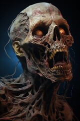 The creepy head of a living dead. Created with Generative Ai technology. - obrazy, fototapety, plakaty