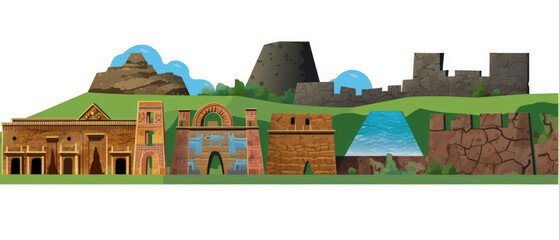 Ethiopia Famous Landmarks Skyline Silhouette Style, Colorful, Cityscape, Travel and Tourist Attraction - Generative AI