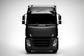 truck on the road, Black Symbol of a Modern Truck on a White Background