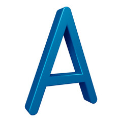 3D blue alphabet letter a for education and text concept