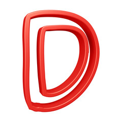 3D red alphabet letter d for education and text concept