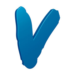 3D blue alphabet letter v for education and text concept