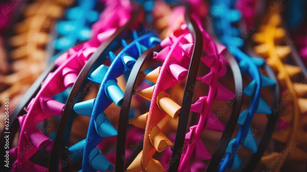 Poster a close up of a bunch of colorful bows. generative ai image.