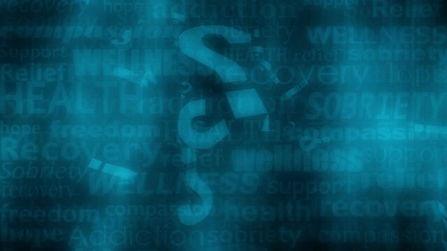 Question your sobriety addiction and health looping blue animated background