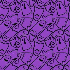 Halloween ghost seamless cartoon pattern for wrapping paper and fabrics and linens and kids clothes print