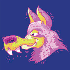 Vintage motorcycle colored signs with aggressive wolf bikers angry inscription lettering isolated vector illustration