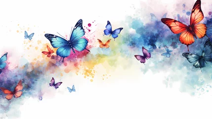 Wall murals Butterflies in Grunge butterflies and flowers