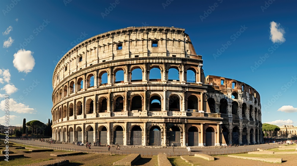 Poster a very large building with a lot of windows. generative ai image.