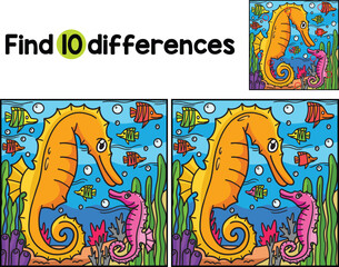 Sea Horse Animal Find The Differences