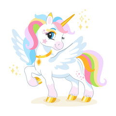 Cute cartoon character happy unicorn vector illustration 8