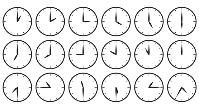 Clock icons set in trendy flat style isolated on background. Clock icon page symbol for your web site design Clock icon logo, app, UI. Clock icon Vector illustration,