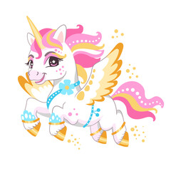 Cute cartoon character happy unicorn vector illustration 9