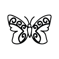 Hand drawing butterfly in black and white, suitable for butterfly logos, butterfly silhouettes.
