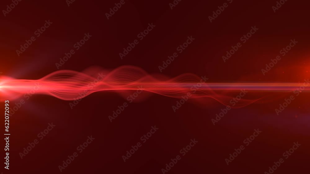 Wall mural beautiful abstract wavy lines technology backdrop red digital particles effect as corporate concept 