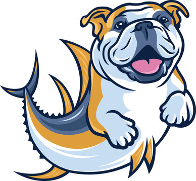 Funny Creature Half Bulldog Half Tuna Illustration