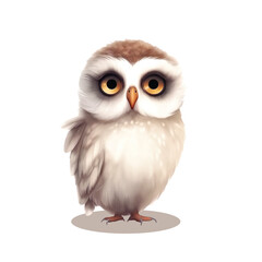 Cute cartoon owl bird, isolated vector illustration.