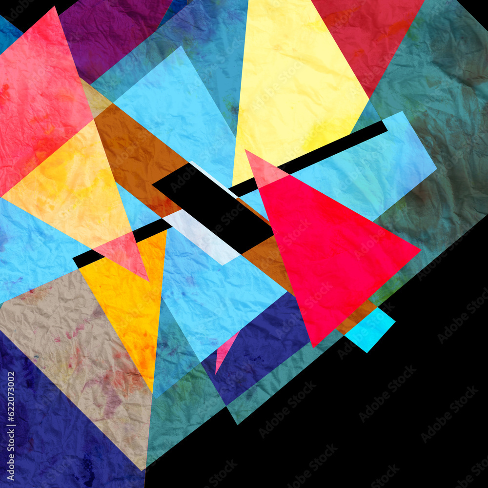 Poster abstract colorful watercolor background with different geometric elements
