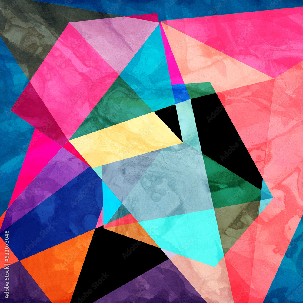 Poster abstract colorful watercolor background with different geometric elements