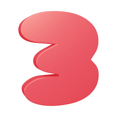 3d pink number 3 design for math, business and education concept 