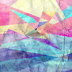 Abstract watercolor background with an interesting variety of geometric elements