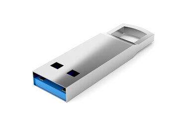 Capless flash drive on white background