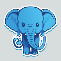 blue mini elephant, vector illustration flat