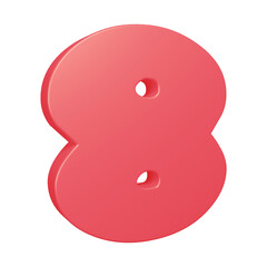 3d pink number 8 design for math, business and education concept 