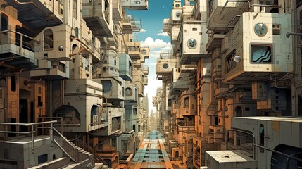 Fototapeta premium Street country. AI generated art illustration.