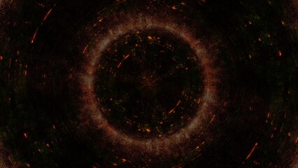 Abstract Orange Golden Round Circle HUD Dashboard Dark Cyberspace Background