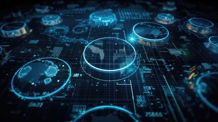 Fototapeta premium Blue information technology background material
