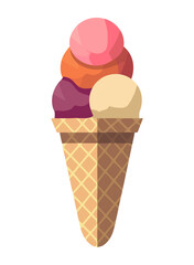 Sweet ice cream cone white background