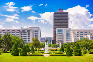 Baton Rouge, Louisiana, USA cityscape from the State Capitol grounds.