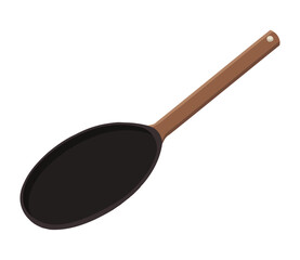 Kitchen utensil spoon wooden handle icon