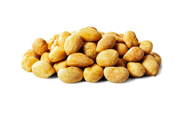 Studio shot of peanuts on white background.