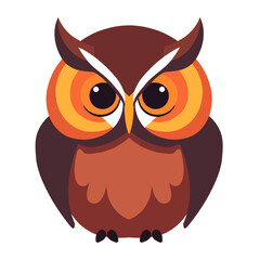Cute cartoon owl with big staring eyes