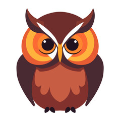 Fototapeta premium Cute cartoon owl with big staring eyes