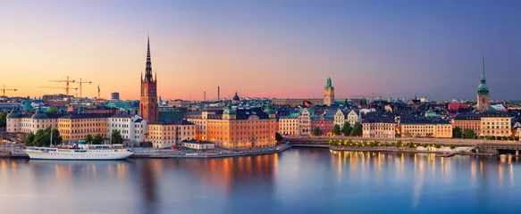 Fototapete Stockholm Panoramic image of Stockholm, Sweden during sunset.