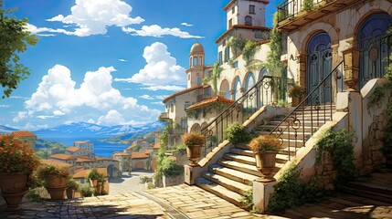 Obraz premium Ruins of the temple of heaven. AI generated art illustration.