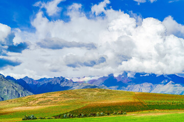 Obraz premium View of mountain in the Sacred Valley of the Incas near the city of Cusco, Peru