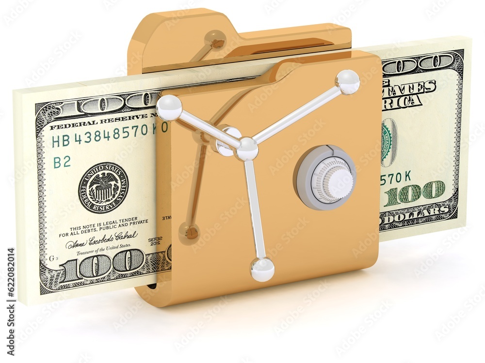 Aufkleber computer icon for secure folder safe lock 3d illustration