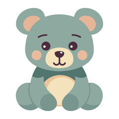 Cute bear toy sitting with cheerful child