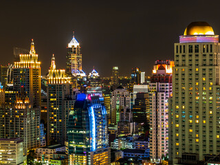 Fototapeta na wymiar View of Skylines in Bangkok at night, Thailand