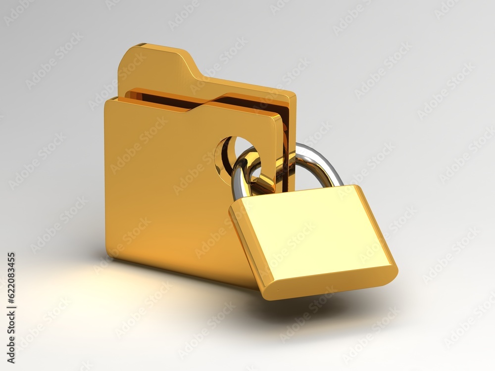 Poster computer icon for secure folder 3d illustration.