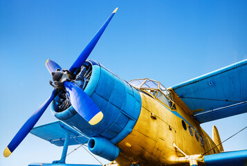 old airplane ready for takeoff