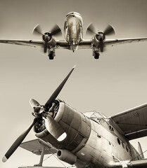 old airplane ready for takeoff