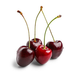Red sweet cherries on white background