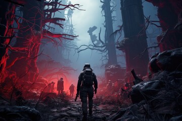 A lone rebel man standing defiantly amidst the ruins of a fallen civilization. Generative AI