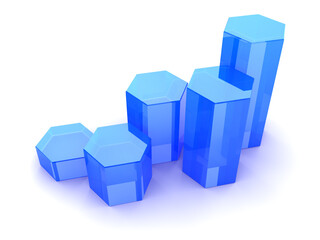 Fototapeta premium 3d illustration of rising charts blue glass